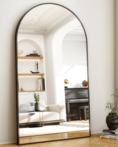 Easly 46"x76" Extra Large Arched Full Length Mirror - Leaning Mirror Arch Wall-Mounted Mirrors - Aluminum Alloy Frame Modern Simple Home Decor - for Living Room Bedroom Cloakroom