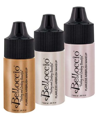 Belloccio's Professional Flawless Airbrush Makeup Shimmer Shade Set (Trio Set) in 1/4 oz. Bottles (NEW FORMULA)