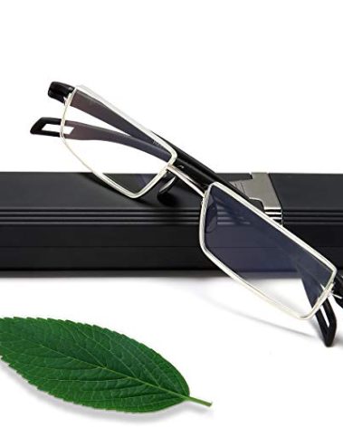 EYEURL Half Frame Reading Glasses Blue Light Blocking Computer Readers for Men Women Lightweight Anti Glare TR90 Black 3.0