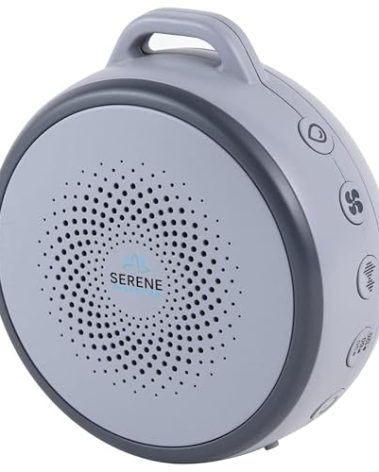 Serene Evolution Portable White Noise Machine for Sleeping Baby - Battery Operated with Soothing Sounds: Heartbeat, Rain, Brown Noise, Ocean