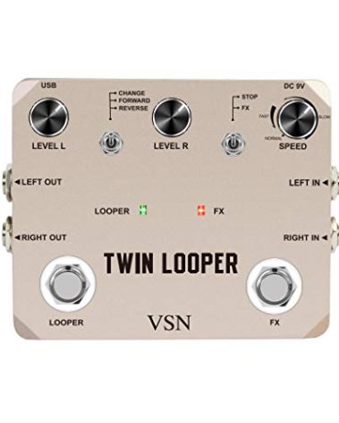 VSN Looper Pedal, Stereo Guitar Loop Pedals, Guitar Effect Pedal Loop Station Multi-function 11 Types of Play with 10 Minutes Loop Time, 44.1kHz/24Bit Guitar Effects Pedal