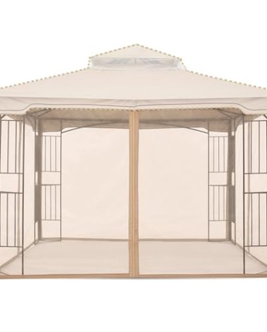 MASTERCANOPY Patio Gazebo Mosquito Netting Screen Walls ONLY (10x10, Beige)
