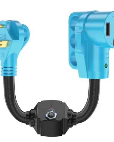 CircleCord Overload Protector 30 Amp to 50 Amp RV Adapter Cord with Circuit Breaker, NEMA TT-30P Male to 14-50R Female Electrical Power Adapter Only for RV, ETL Listed