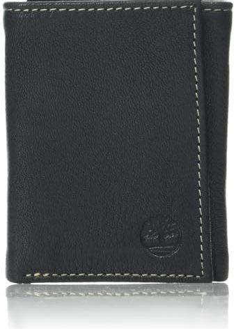 Timberland Men's Genuine Leather Rfid Blocking Trifold Wallet, Black, One Size