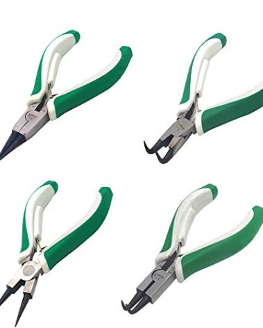 4 Pcs Mini Snap Ring Pliers Set Heavy Duty External/Internal Circlip Pliers with Straight/Bent Jaw for Ring Remover Retaining