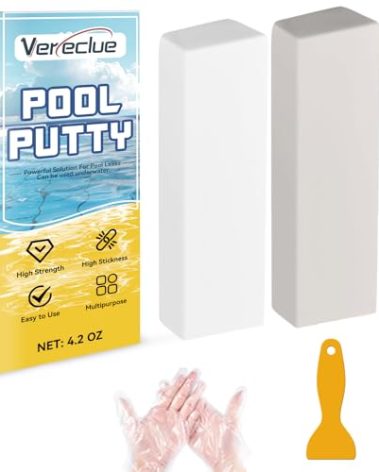Pool Putty 4.2Oz, 2 Part Epoxy for Leaks Underwater or Above, Multipurpose Sealer for Crack Repair, Tile, Concrete, Fiberglass, Cement and Other Surfaces