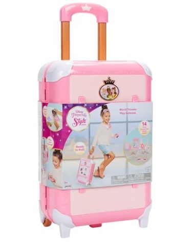 Disney Princess Travel Suitcase Play Set for Girls with Luggage Tag Style Collection, 14 Pretend Play Accessories Pieces Including Travel Passport! For Ages 3+