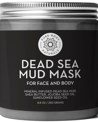 Pure Body Naturals Dead Sea Mud Mask - Face Mask and Body Mud for Acne, Blackheads, and Oily Skin - Facial Self Care for Men and Women - Minimize Pores with Deadsea Mud, Clay, Charcoal - 8.8 Ounce