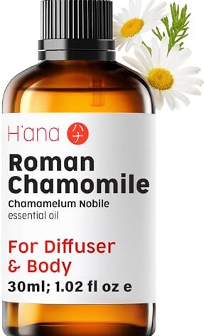 H'ana Roman Chamomile Essential Oil - 1.02 Fl Oz - for Hair, Skin, Diffuser, Aromatherapy, DIY Candle & Soap Making