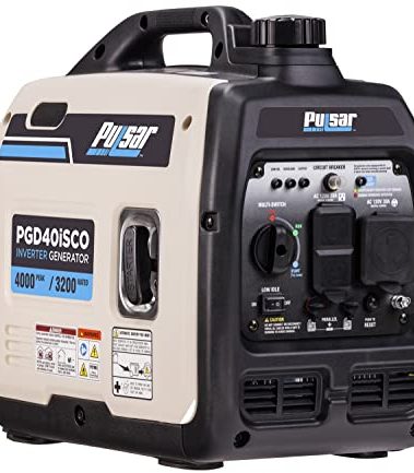 Pulsar PGD40ISCO Ultra Light Quiet 4000W Portable Gas Inverter Generator, white