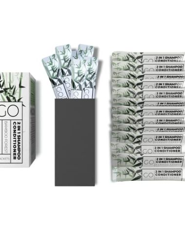 Travel Size Shampoo and Conditioner Set of 20 – 2 in 1 Single Use Travel Shampoo and Conditioner (Sulfate Free) - Hotel Amenities, Homeless Care Kit.