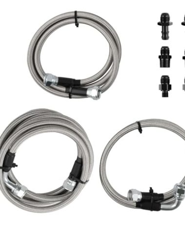 maXpeedingrods 47RE Transmission Cooler Lines Kit for Dodge Ram 2500/3500 Cummins 5.9L 1996-2002, Stainless Steel & PTFE, SS Braided Transmission Lines