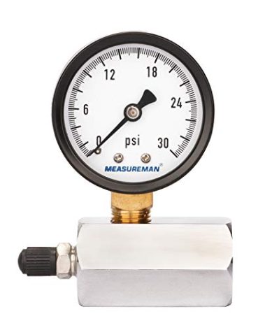 MEASUREMAN 2" Steel Gas Pressure Test Gauge Assembly, 3/4" FNPT Connection, 0-30psi, +/-3-2-3% Accuracy