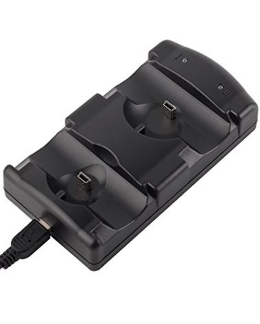 VSEER PS3 Controller Charging Dock Charging Station 2 in 1 with LED Light Indicator Compatible for Original PS3/MOVE Controller, Black