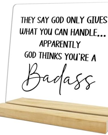Funny Cancer Warrior Gifts for Women Men,You're A Badass Acrylic Desk Sign,Cancer Comfort Gifts for Home Bedroom Table Decor