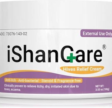 ishancare Urticaria Cream, Fast Acting Relief of Hives, Allergic Rashes, Itchy Skin, Redness, Swelling, Anti Fungal Hives Cream with All Natural Herbal Ingredients, 3.53 Oz