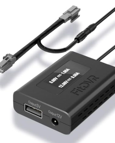 FitDVR Dash Camera Power Adapter (3-Pin) for Ford Ranger 2019-2023 and Escape 2013-2020 with Auto-dimming Mirror, LED Display USB Power Source, Easy to Install, 5V 12V Output, D3-040