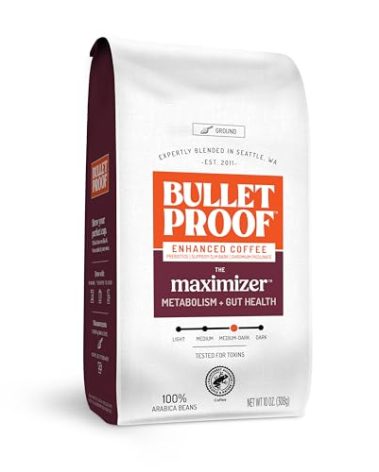 Bulletproof The Maximizer Ground Coffee, 10 Ounces, Clean Coffee with Prebiotics, Metabolism and Gut Health Support, Packaging May Vary