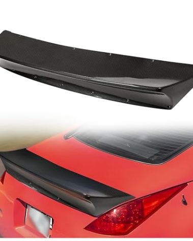 KUAFU Carbon Fiber Style Spoiler Compatible with 2003-2008 Nissan 350Z Z33 2-Door JDM RB Style Rear Trunk Spoiler Lid Wing Lip