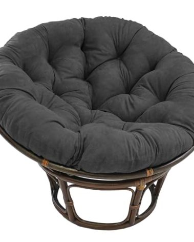 Blazing Needles Solid Microsuede Papasan Chair Cushion, 52" x 6" x 52", Steel Grey