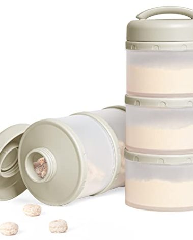Termichy Stackable Formula Dispenser Portable Milk Powder Container, 2 Pack, Warm Grey