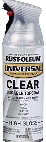 Rust-Oleum 302110 Universal All Surface Clear Topcoat Spray, 11 oz, High Gloss Clear