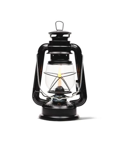 Large Paraffin Oil Indoor Lamp, Hurricane Lamp, Emergency Kit, Lamplight 52664 Farmer’s Lantern Indoor Oil Lamp, Black, Original