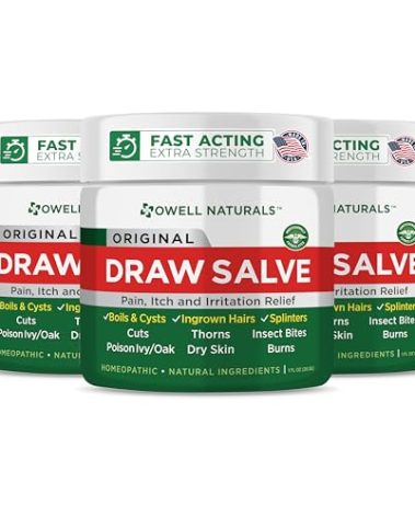 OWELL NATURALS Drawing Salve Ointment Fast Acting Formula for Skin, Splinters, Ingrown Hairs, Boils & Cyst, Bug Bites, bee Sting, Mosquito bite Itch, Poison Ivy (3 Pack)