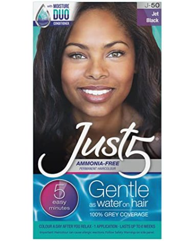 Just 5 Women's 5 Minute Permanent Hair Color with Conditioner, Grey Hair Coloring for Women - Jet Black