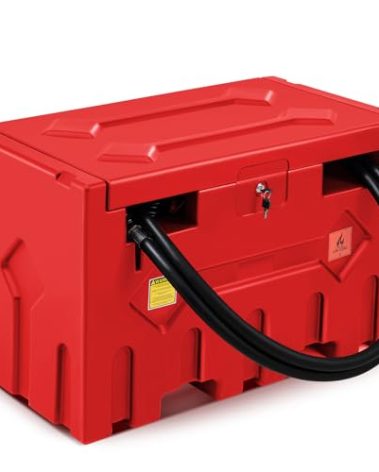 Portable 52 Gallon Fuel Tank with Pump for Diesel,Portable Fuel Tank with 12V Electric Fuel Transfer Pump and 15ft Rubber Hose,10.6GPM Flow Rate,Diesel Fuel Transfer Tank for Easy Transportation (Red)