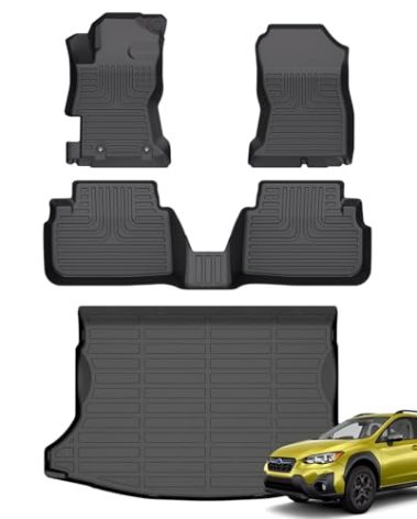 AZYT® Floor Mats & Cargo Liner Set for 2018-2023 Subaru Crosstrek & 2017-2023 Impreza (Not Hybrid Models) All Weather Automotive TPE Floor Liners Set Anti-Slip Waterproof Accessories - Black