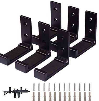 Shotgun Rack Wall Mount,Folding Wall Gun Rack with Padding,Excellent for Hanging Any Long Gun,Shotgun and Rifle,Sturdy Gun Wall Mount Black 6pcs