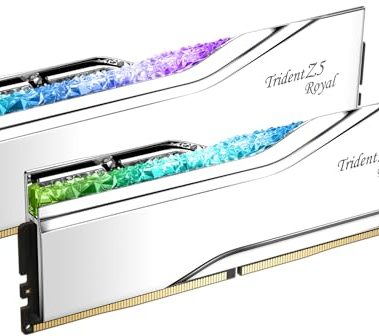 G.SKILL Trident Z5 Royal Series DDR5 RAM (Intel XMP 3.0) 32GB (2x16GB) 7200MT/s CL34-45-45-115 1.40V Desktop Computer Memory U-DIMM - Silver (F5-7200J3445G16GX2-TR5S)
