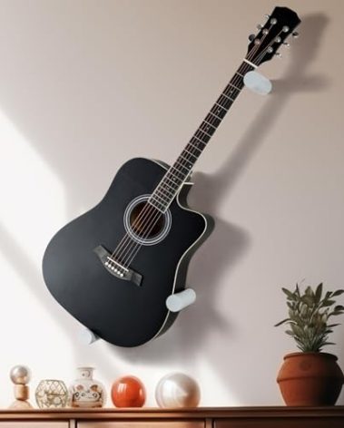 DAZZLIFE Acoustic Horizontal Guitar Hangers for Wall Wooden Wall Mount (White)