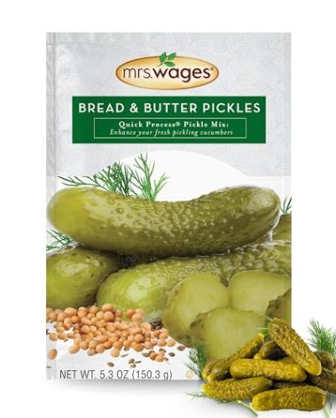 Mrs. Wages Bread and Butter Pickles Quick Process Mix, Quick and Easy, Simple-To-Use Pickle Mix, Sweet & Tangy Flavors, 5.3 oz Packet (Value Pack of 6)
