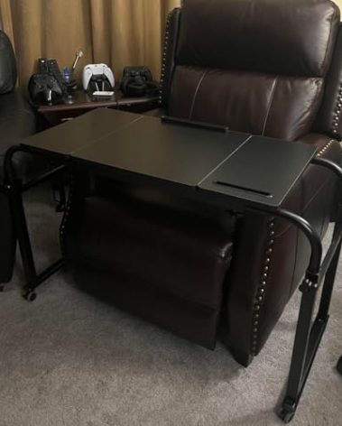 Overbed Table with Wheels Laptop Desk Cart Table Over The Bed Table Adjustable Height and Length for Hospital and Home use