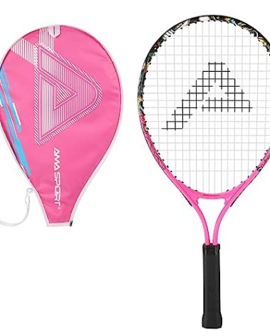 AMA SPORT Kids Tennis Racket for Junior Toddlers Starter Kit 17-25" for Girl Pink and Boy Yellow with 420D Nylon Shoulder Strap Bag, Graffiti Pink 19"