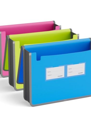 ABC life 3 Pack Expanding File Folder Organizer Poly Pockets A4/Letter Size, Plastic Expandable File Wallet/Colorful Document Folder with Elastic Closure, Premium Accordion File Pouch, 2 Card Holder