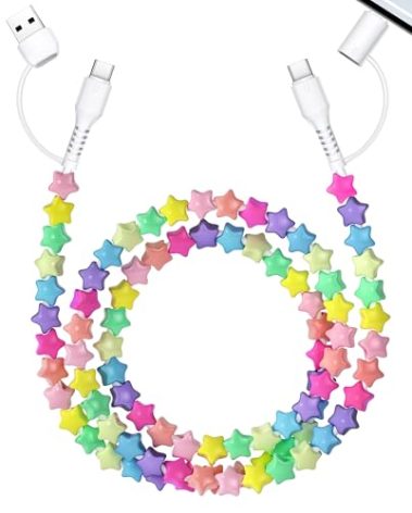 Aolcev USB C Cable 4 in 1 Multi Beaded for iPhone Charger Cord for iPhone 17 16 15 Pro Max MFi Certified 3.3FT Star Fast Charging Cable 66W USB A Type C IOS Cable for iPhone 14 13 Pro Max/iPad Colored