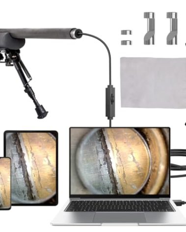 Rifle Borescope, Bore Camera Gun Cleaning Camera Larger-Hunting Shooting Firearms Visual Barrel Inspection Tool with 3 Side-View Mirror Work with Android(Not for iPhone)