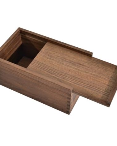 ERUOAEY Wood Box with Slide Lid, Walnut Wooden Storage Box, 9.65'' x 5.71'' x 4.8'' Wooden Decorative Box for Keepsakes Valuables Accessories