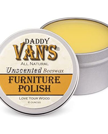 Daddy Van's All Natural Beeswax Furniture Polish – Unscented, Food-Safe Wood Wax for Furniture, Cabinets, Antiques & Butcher Blocks – Non-Toxic, Conditioning & Protective Finish for Wood Surfaces