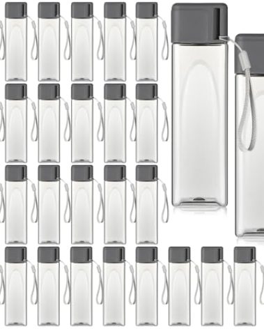Mifoci 30 Pcs Water Bottle Bulk 17 oz Plastic Sports Water Bottles for Kids Adults Reusable Leak Proof Portable Drink Container Large for School Classroom Travel Camping Fitness Office(Grey)
