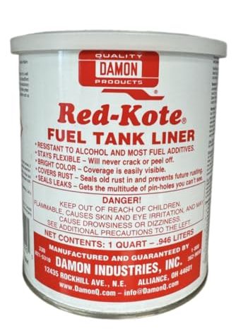 RED KOTE FUEL TANK LINER, GAS TANK SEALER, FUEL TANK SEALER 1 QT. STOPS RUST, CORROSION AND LEAKS