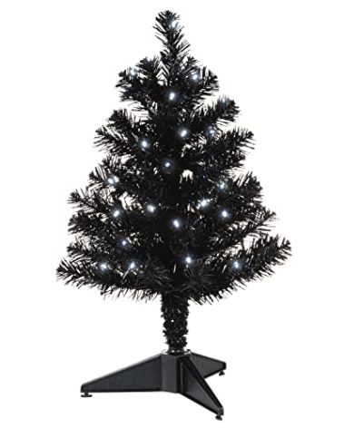 Hallmark Keepsake 2022, Miniature Halloween Tree, Black Christmas Tree with Lights, 18.75"