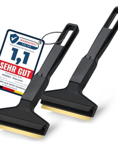 Car Ice Scraper Brass Blade - Fast, Easy & efficient - [ 2 Pack ] Brass Ice Scraper for Car - Ice Scrapers for Car Windshield Ice Scraper - Original Murska from Europe - for Winter - A053-2 Black