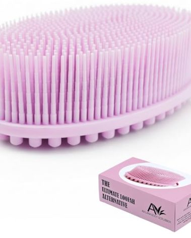 Avilana Premium Silicone Body Scrubber - 8 Years Trusted Since 2017 - SGS Certified Food Grade Dual Sided Bath Brush, Quick-Dry Exfoliating Loofah Alternative, Massage Brush Sensitive Skin Women Men