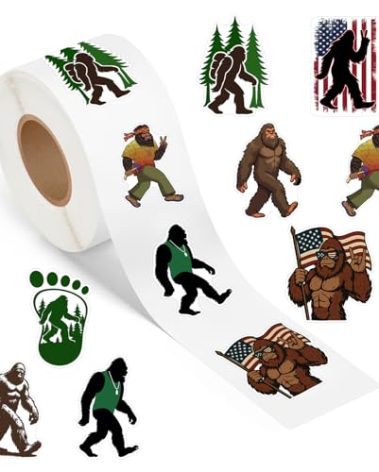 500 Pcs Bigfoot Stickers Roll Outdoor Nature Self Adhesive Waterproof Vinyl Decals for Birthday Party Decorations Supplies Favors Scrapbook Envelope Seals DIY Craft Funny Reward