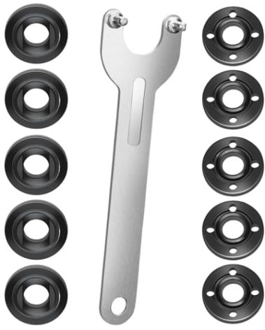 11 Pcs Angle Grinder Nut Angle Grinder Wrench Kit 5/8-11 Flange Metal Lock Nut Fits for Dewalt Milwaukee Makita193465-4 Metabo Bosch 4.5" 5" Grinder Parts