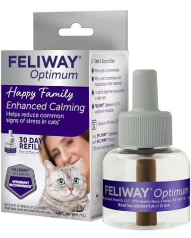 FELIWAY® Optimum 30 Day Cat Calming Refill for Pheromone Diffuser, 48ml - Helps Reduce Common Signs of Stress in Cats & Kittens, Enhanced Calming